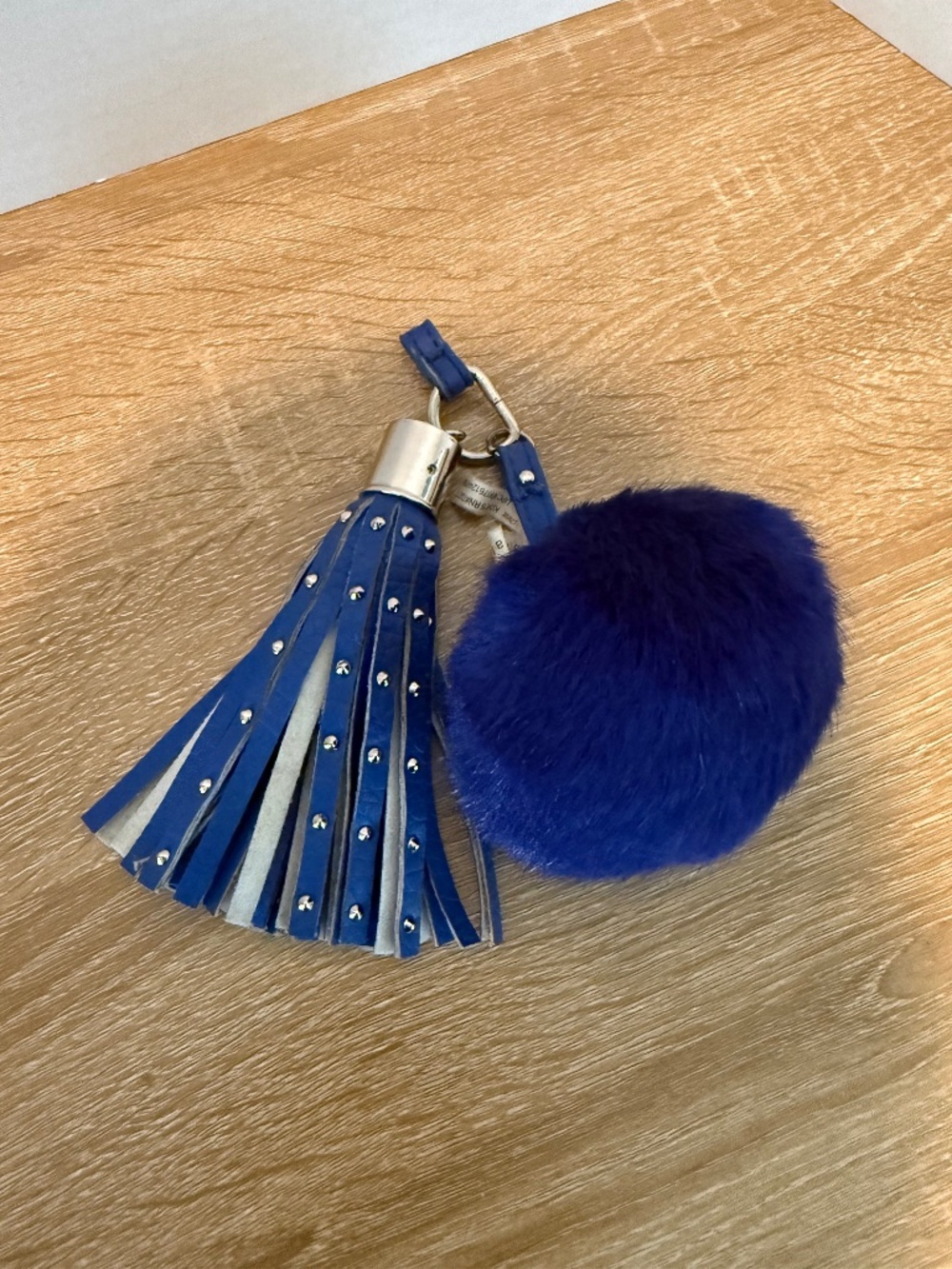 Juicy Couture Long Tassel Blue Leather/Silver Stud Charm Purse Handbag Puff